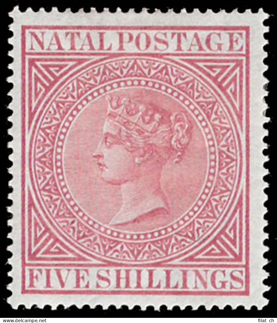 Natal 1899 QV 5/- Carmine VF/M - Natal (1857-1909)