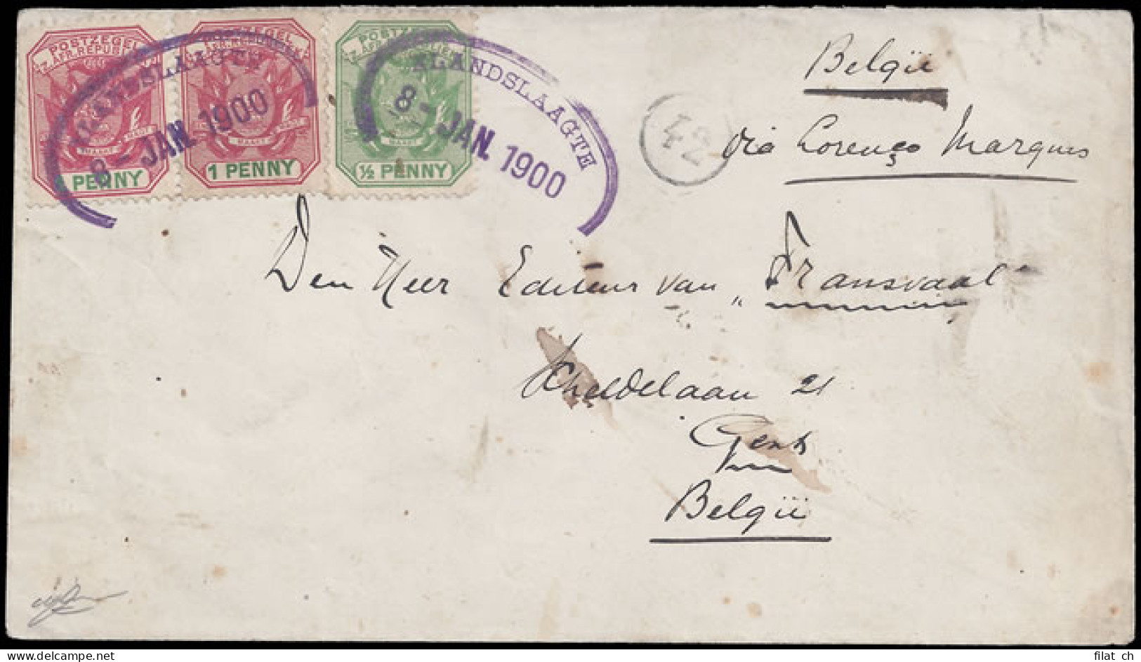 Natal 1900 Elandslaagte Oval, Foreign Rate To Belgium - Natal (1857-1909)