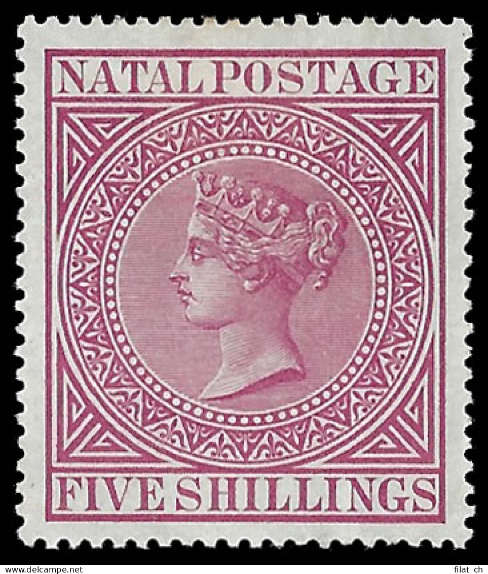 Natal 1899 QV 5/- Carmine F-VF/M - Natal (1857-1909)