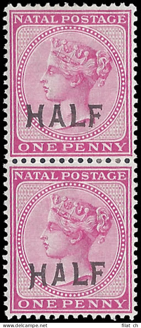 Natal 1895 QV Half On 1d Rose With Variety Long H - Natal (1857-1909)