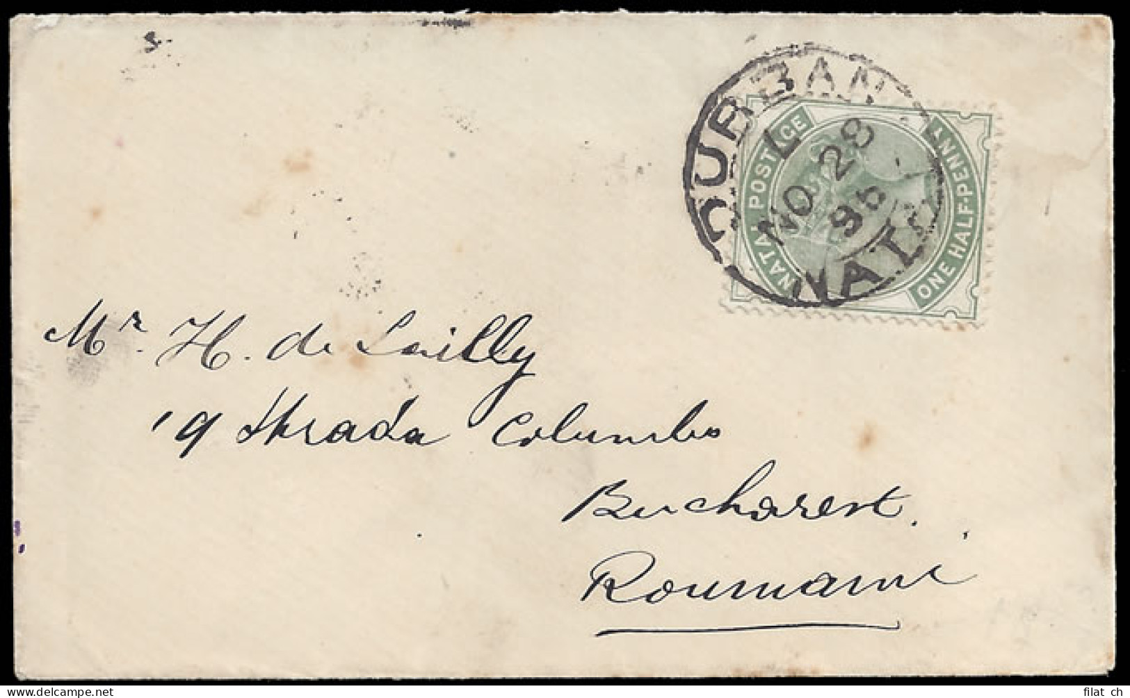 Natal 1896 Small Format Envelope Destination Roumania - Natal (1857-1909)