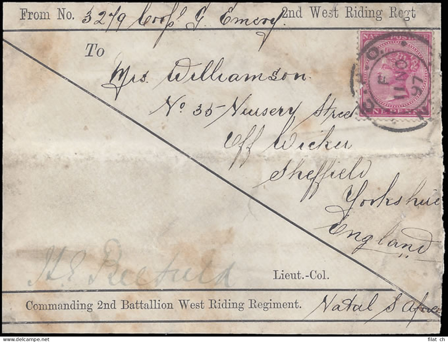 Natal 1897 Soldier's Letter Front - Natal (1857-1909)