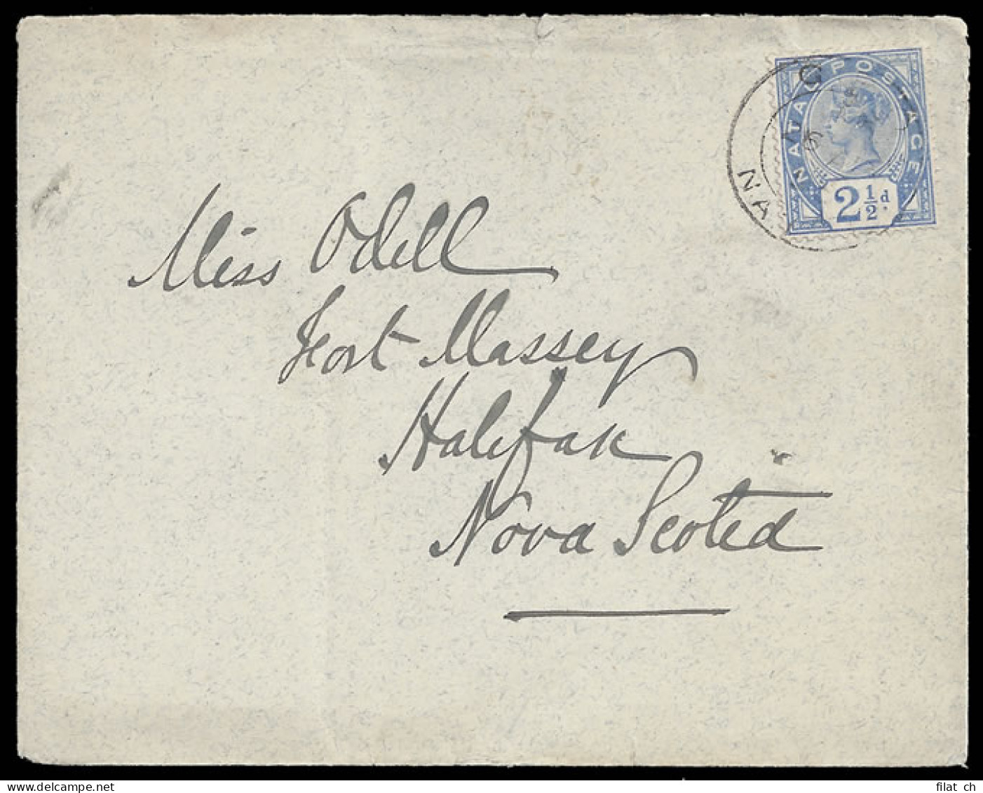 Natal 1895 Envelope To Nova Scotia, Great 2Â½d Rate Destination - Natal (1857-1909)