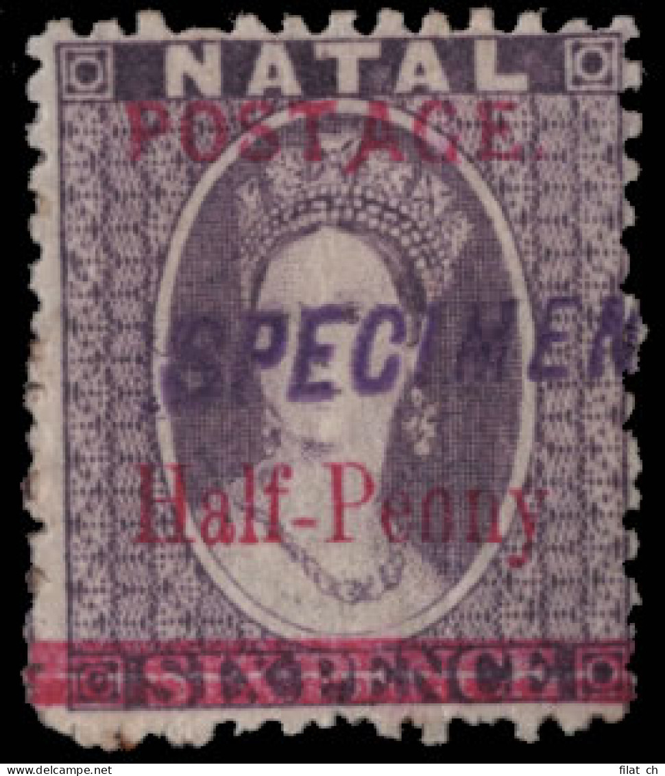 Natal 1895 Â½d On 6d Long "A" Handstamped Specimen - Natal (1857-1909)