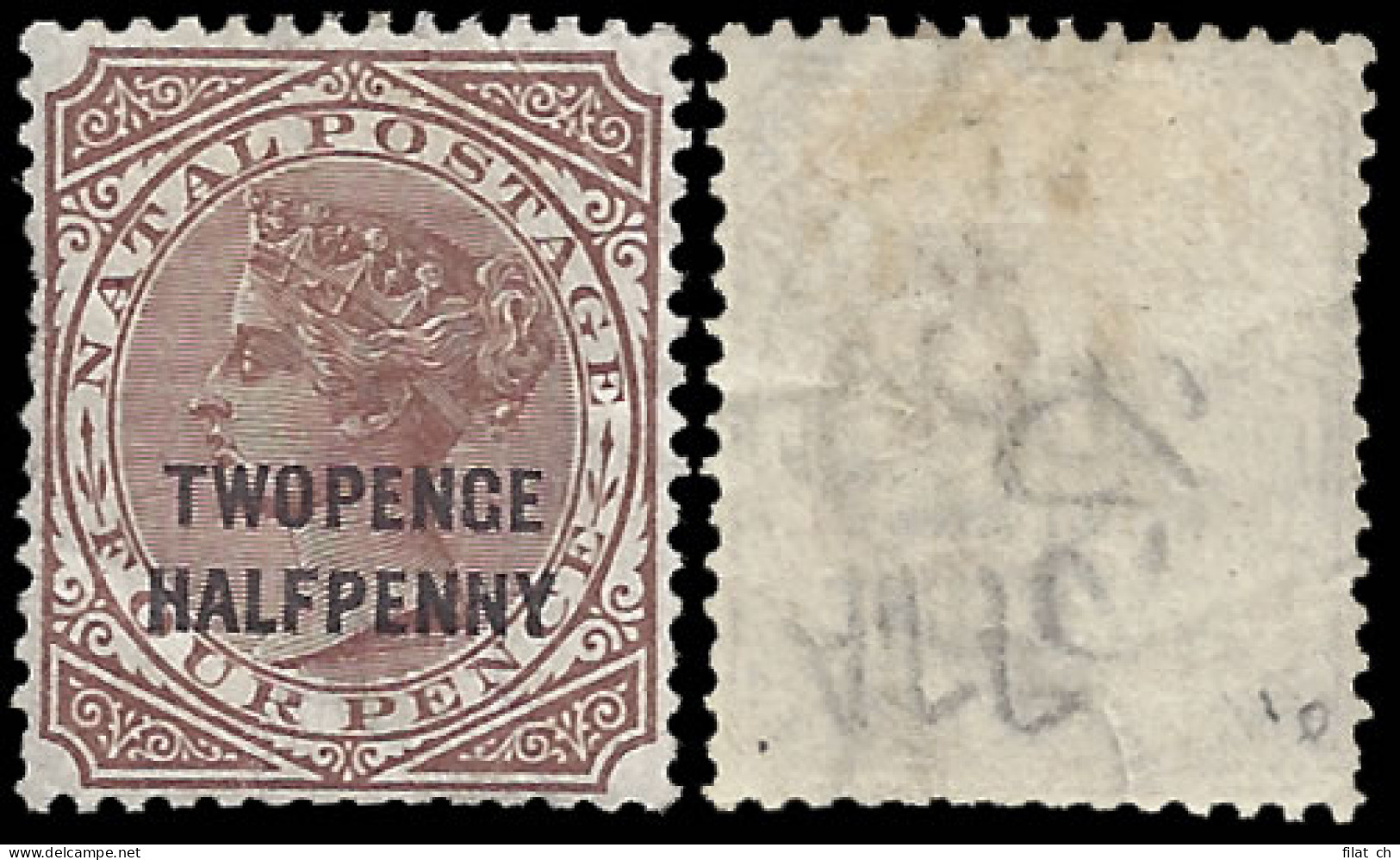 Natal 1890 QV 2&frac12;d On 4d Twopenge Variety Fair M - Natal (1857-1909)