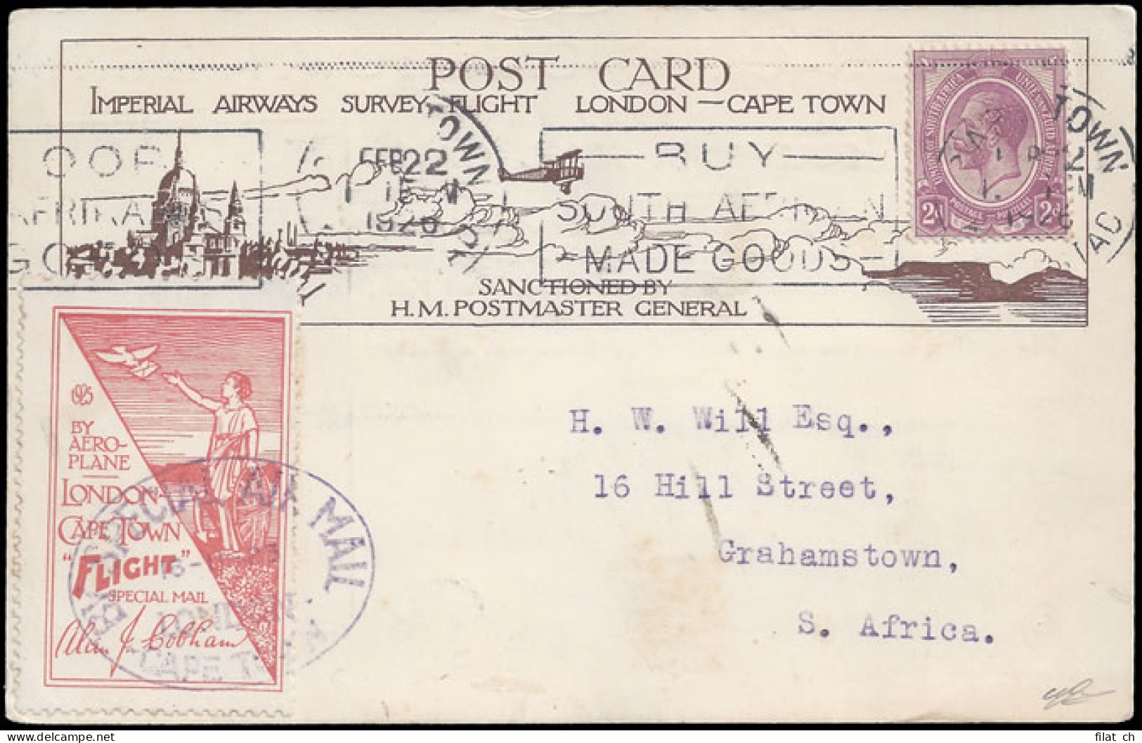 South Africa 1925 Alan J Cobham Survey Flight Card - Luchtpost