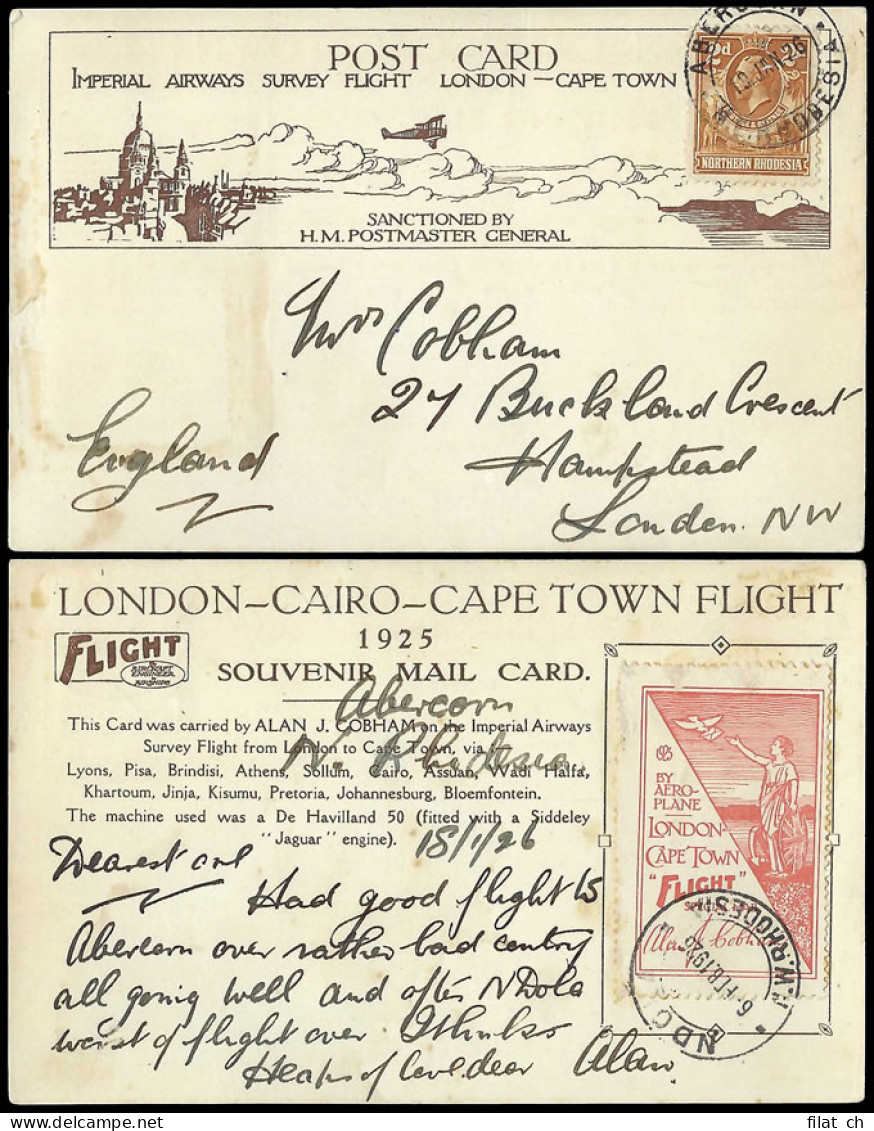 South Africa 1925 Alan Cobham Survey Flight Vermilion, N Rhod - Poste Aérienne