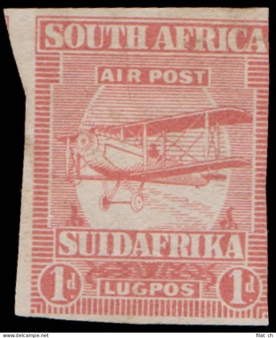 South Africa 1925 Airmails 1d Imperf Plate Proof, Rare - Poste Aérienne