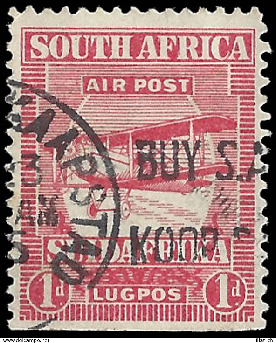 South Africa 1925 1d Airmail Stamp Imperf At Bottom F/U, Rare - Luchtpost