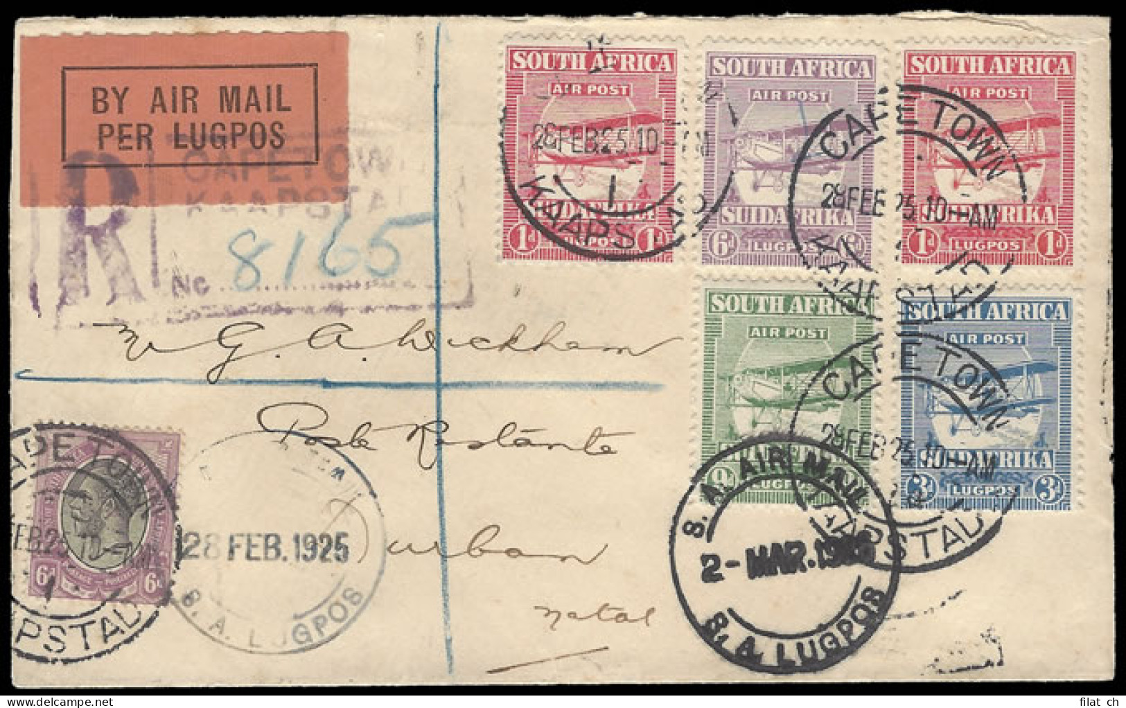South Africa 1925 Airmails Full Set Experimental First Flight - Airmail