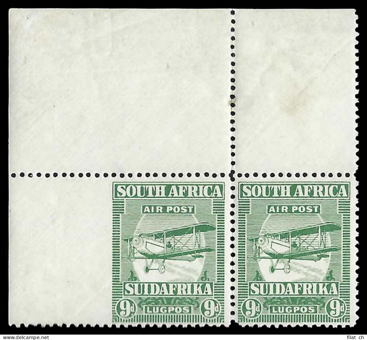 South Africa 1925 9d Airmail Stamp Imperf At Left F/M, Rare - Luchtpost