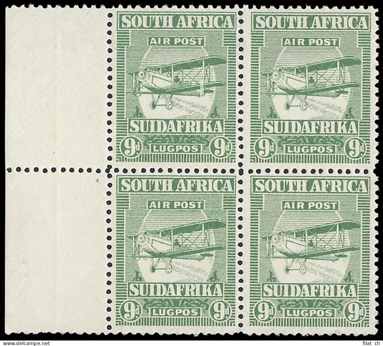 South Africa 1925 9d Airmail Stamp, Variety Extended Strut - Airmail