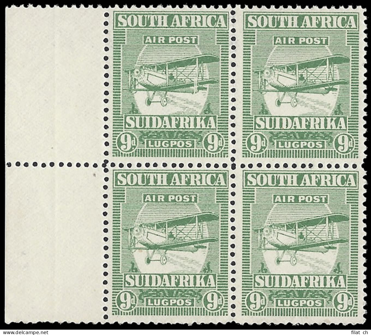 South Africa 1925 9d Airmail Stamp, Variety Extended Strut - Poste Aérienne