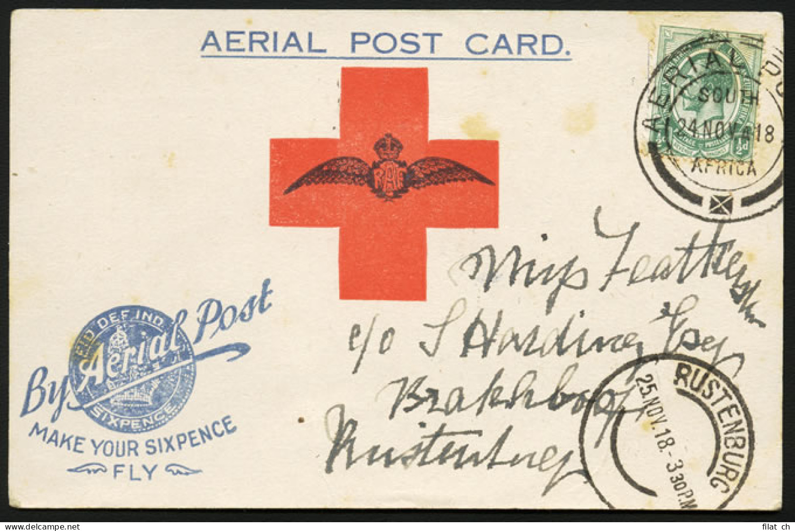 South Africa 1918 Germiston Flight Card - Poste Aérienne