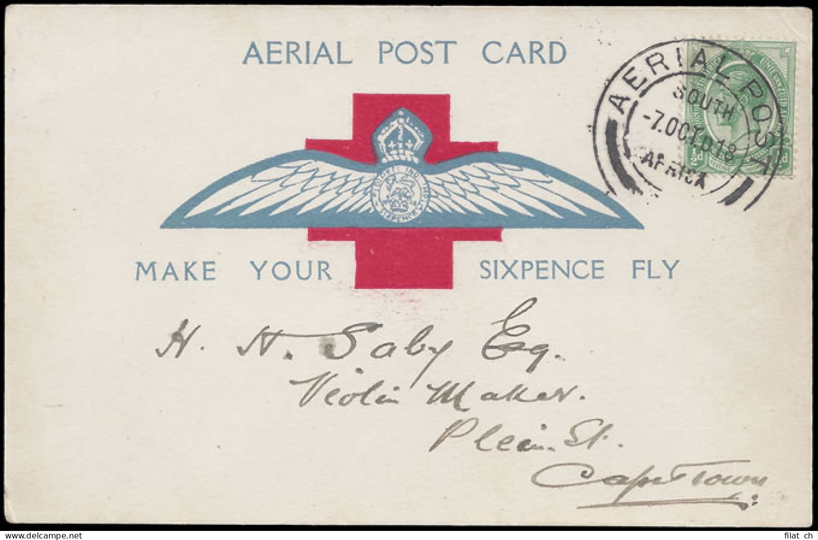 South Africa 1918 Cape Town First Flight Card - Poste Aérienne