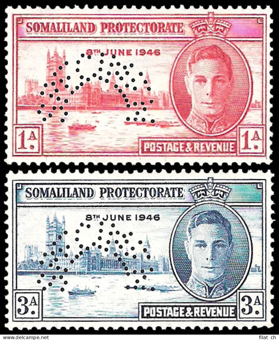 Somaliland 1946 KGVI Victory Set Perf Specimen - Somaliland (Protettorato ...-1959)