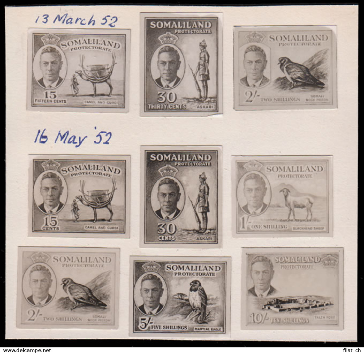 Somaliland 1952/3 KGVI Bradbury Record Book Photo-Essays, Unique - Somaliland (Protettorato ...-1959)