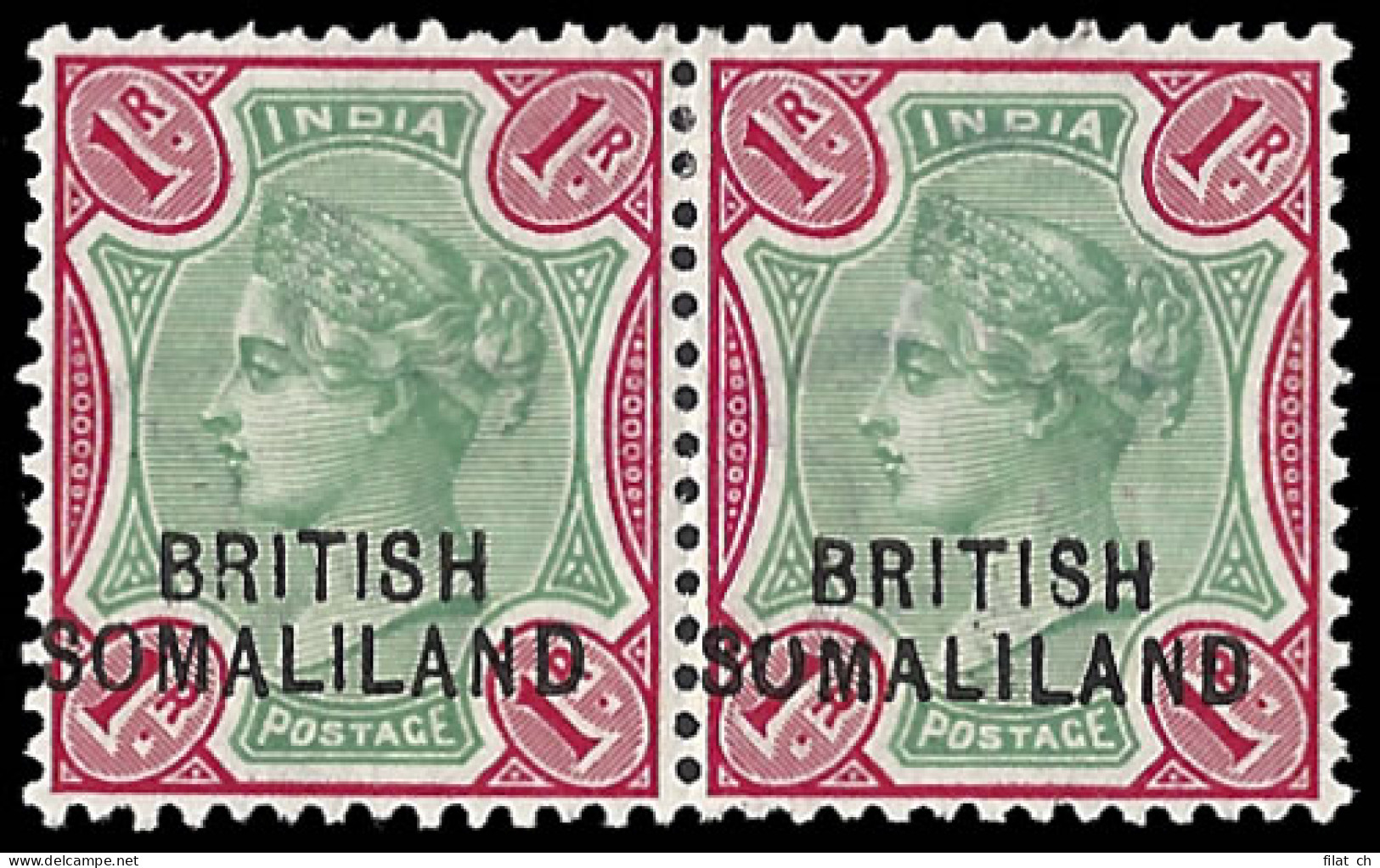 Somaliland 1903 QV 1R Sumaliland Variety In Pair, 21 Possible - Somaliland (Protectoraat ...-1959)