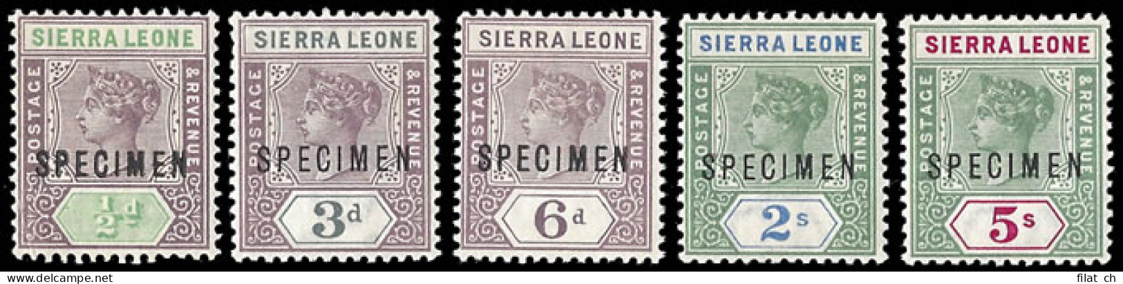 Sierra Leone 1896 QV Specimen Group To 5/- Type D12 VF/M - Sierra Leone (...-1960)