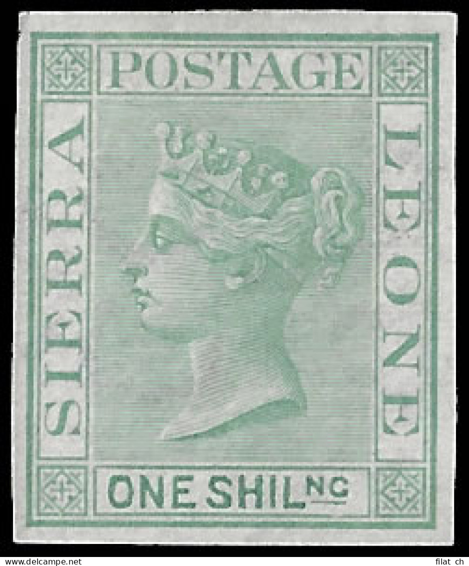 Sierra Leone 1872 QV 1/- Imperf Plate Proof, Crown Cc Paper - Sierra Leona (...-1960)