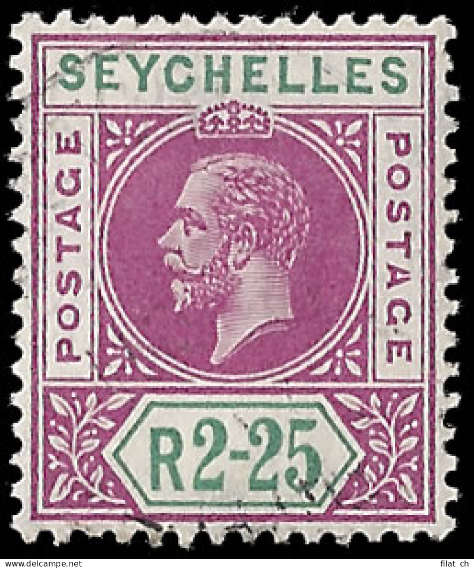 Seychelles 1912 2R.25 Variety Split "A" VF/U, Scarce - Seychellen (...-1976)