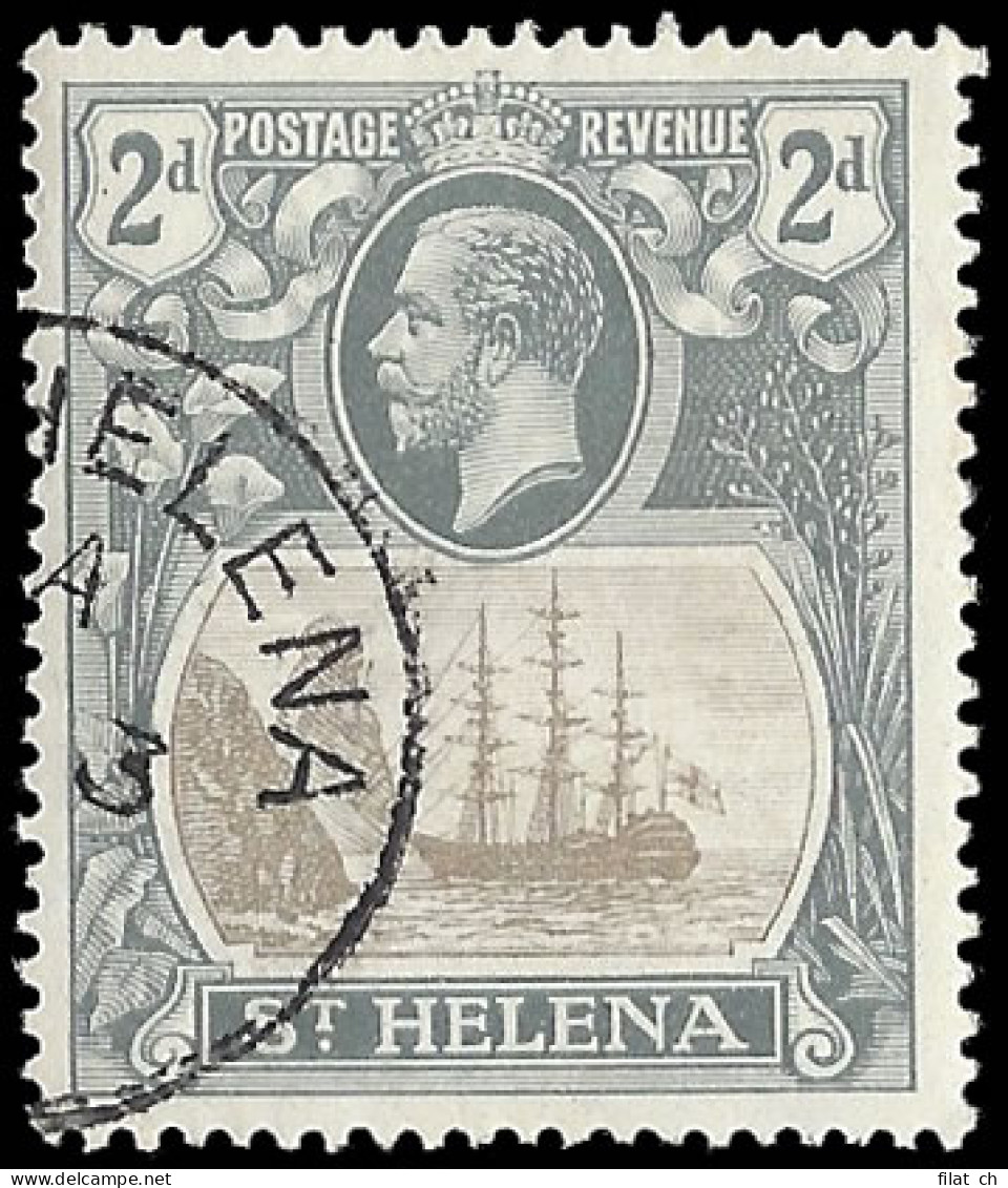 Saint Helena 1923 Badge Issue 2d Sepia, Cleft Rock, VF/U, Scarce - Saint Helena Island