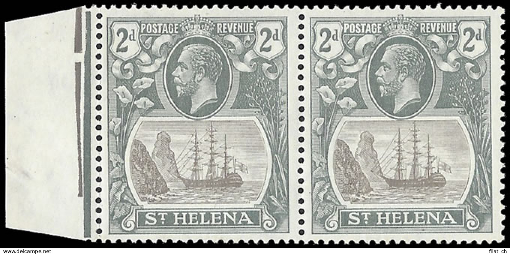 Saint Helena 1923 Badge Issue 2d Broken Mast With Normal - Saint Helena Island