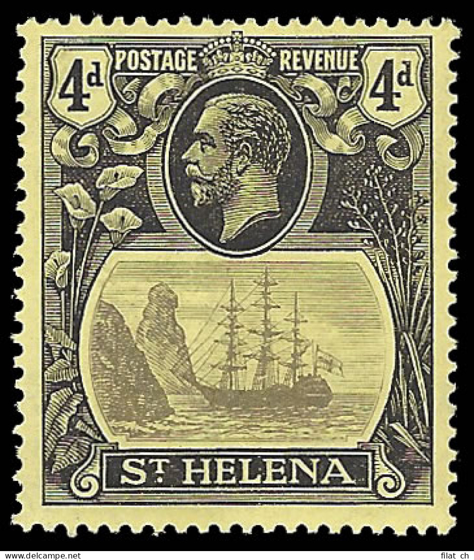 Saint Helena 1922 Badge Issue 4d Broken Mainmast VF/M  - Saint Helena Island