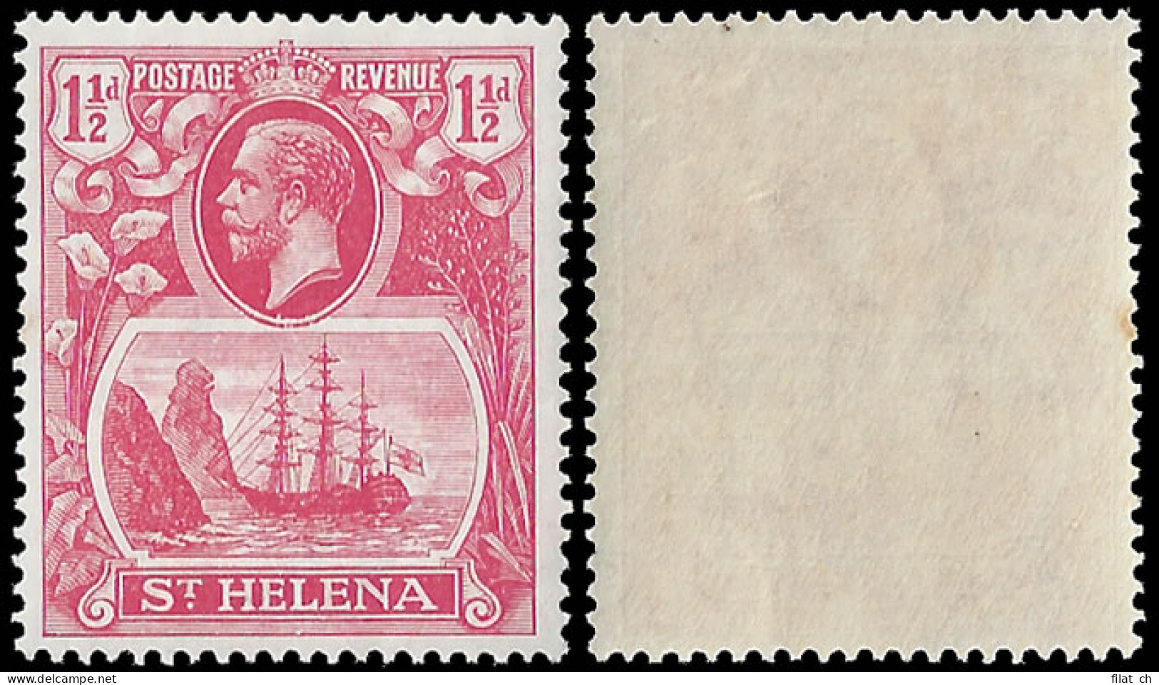 Saint Helena 1922 1&frac12;d Cleft Rock VF/M  - Saint Helena Island