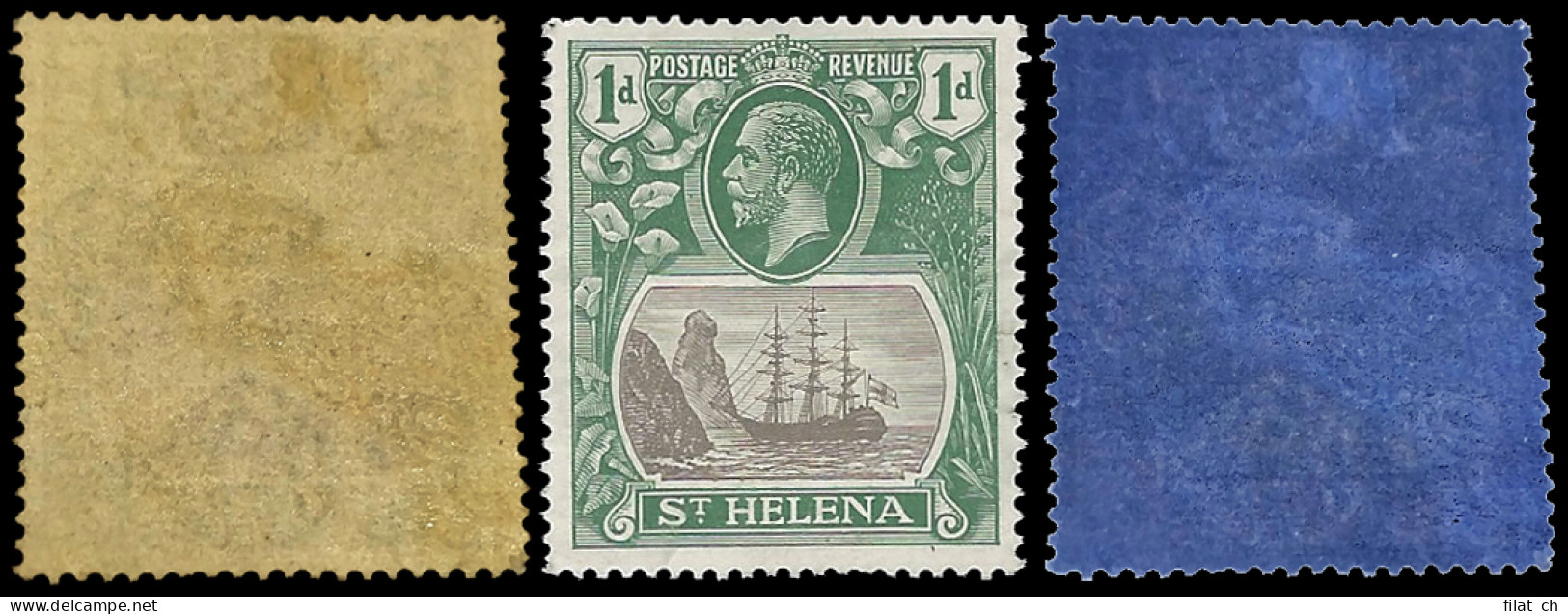 Saint Helena 1922 Badge Issue 1d Sideways Wmk, Discovery Copy - Saint Helena Island