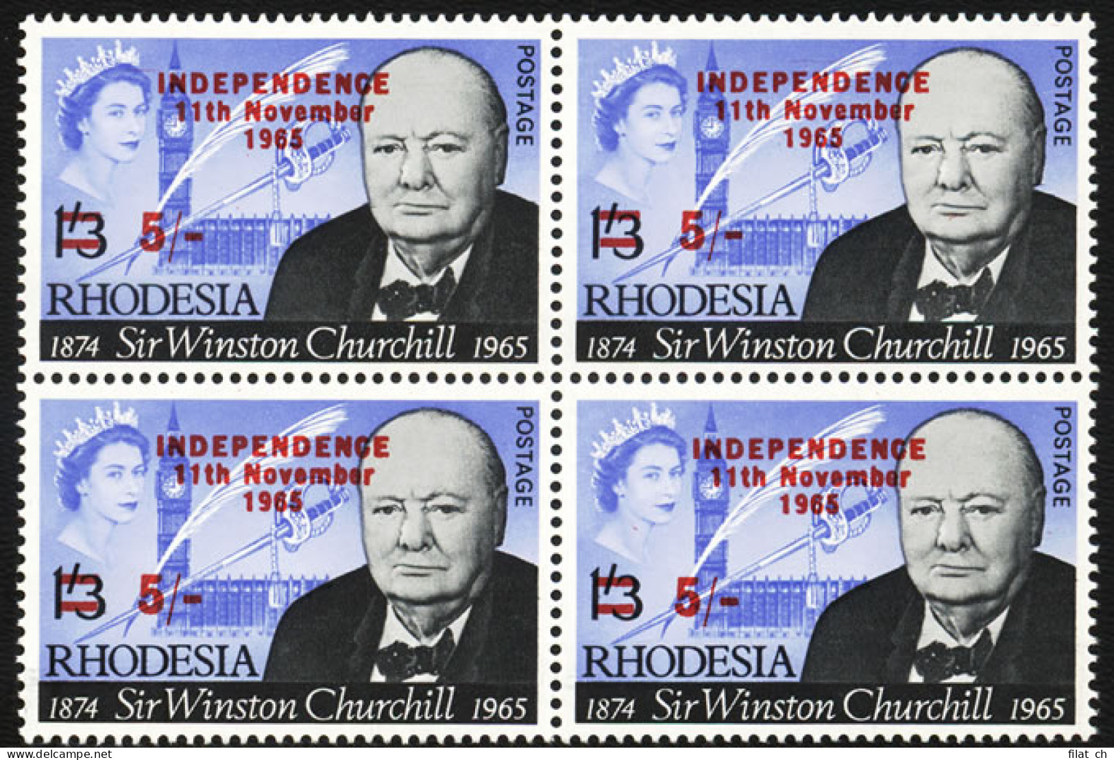Rhodesia 1966 5/- Churchill Cape Town Forgery Block - Altri & Non Classificati