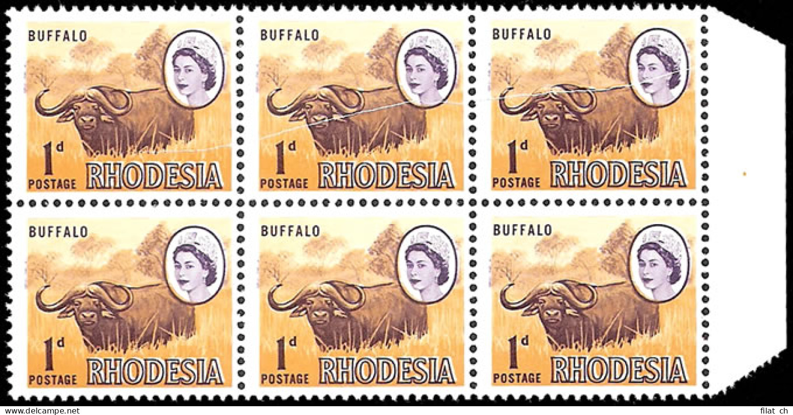 Rhodesia 1966 1d Buffalo Rhodesia Doubled & Paper Fold - Autres & Non Classés