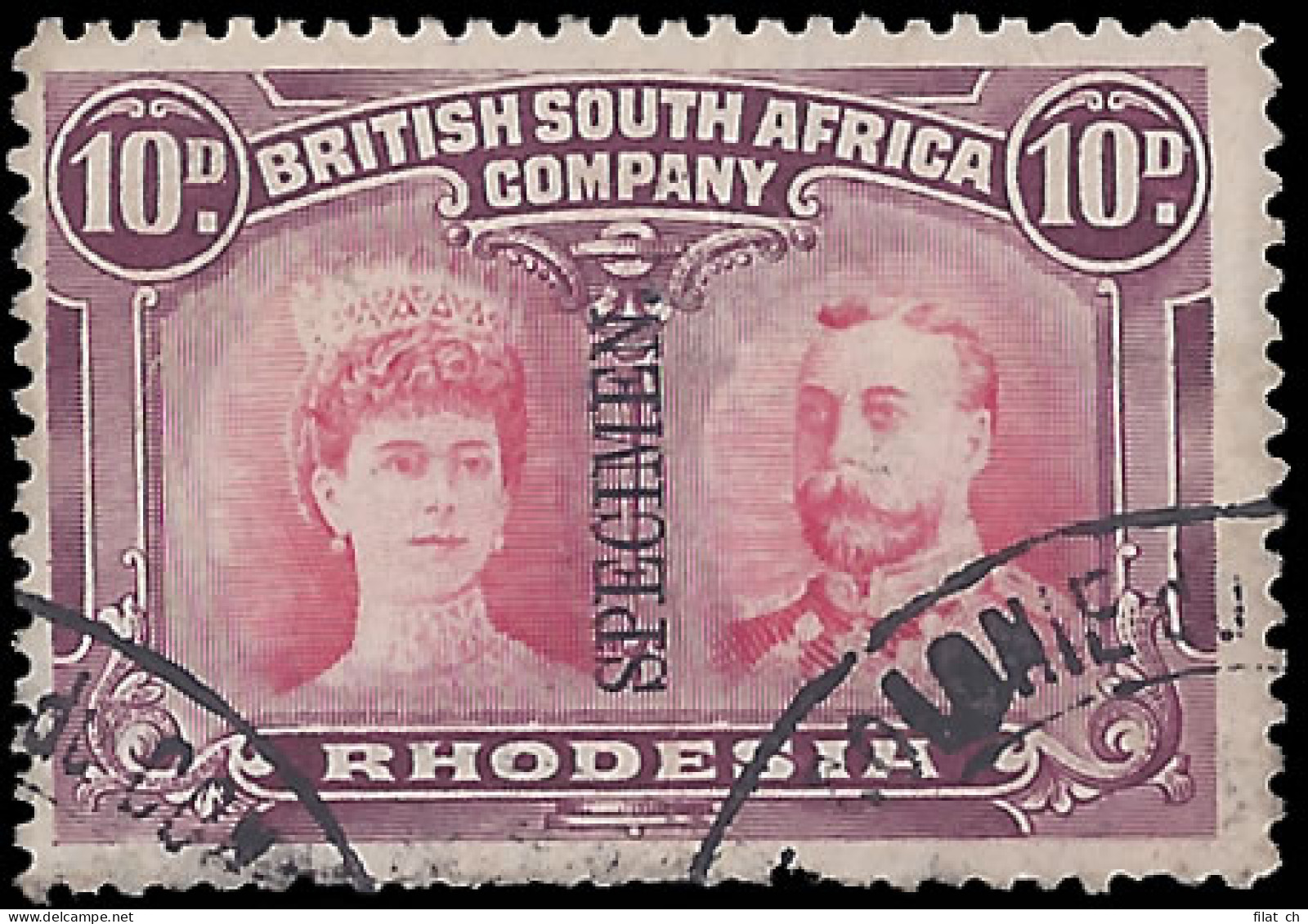 Rhodesia 1910 10d Gabon Receiving Authority Specimen - Autres & Non Classés