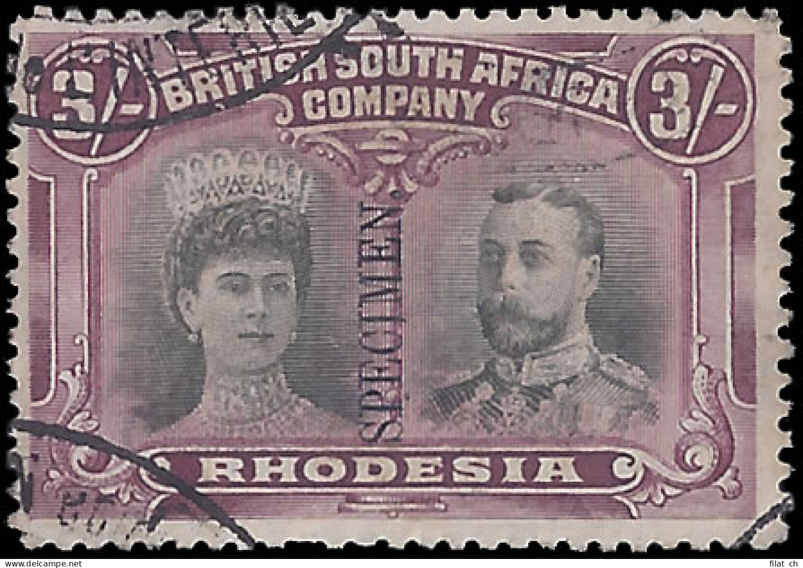 Rhodesia 1910 3/- Gabon Receiving Authority Specimen - Andere & Zonder Classificatie