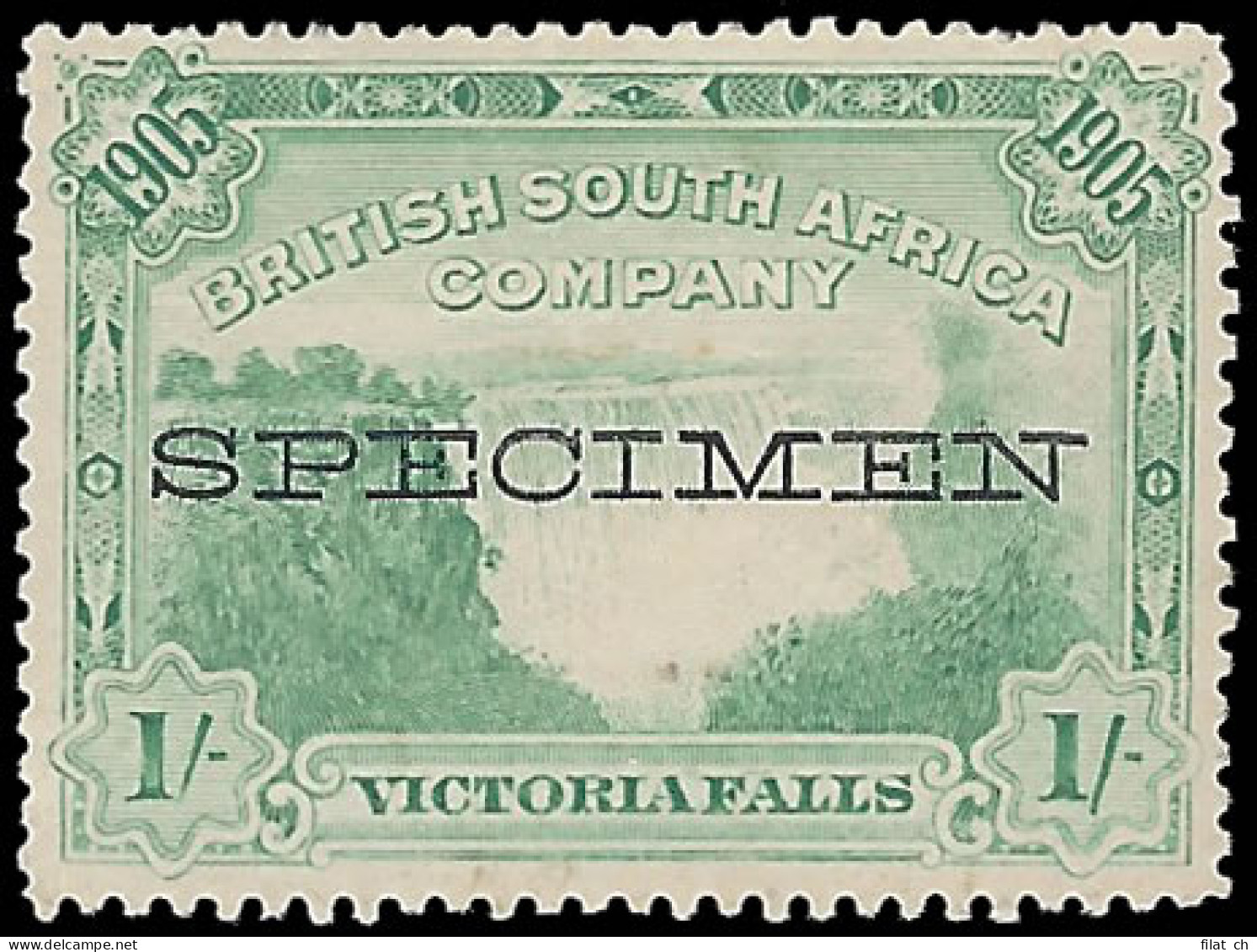 Rhodesia 1905 Victoria Falls 1/- Specimen - Autres & Non Classés