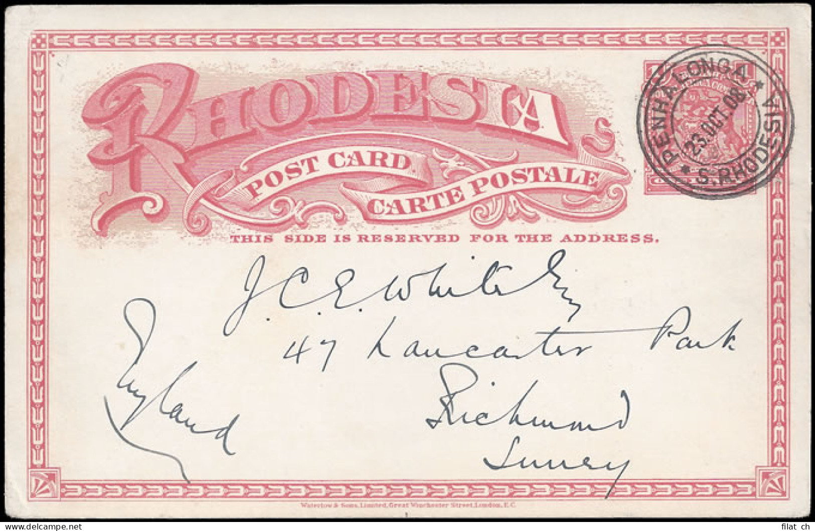 Rhodesia 1908 Card, Superb Penhalonga Cancel - Autres & Non Classés