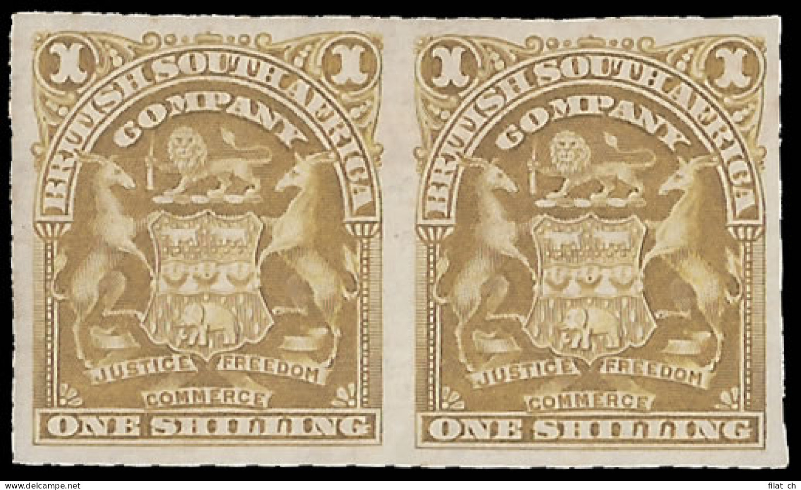 Rhodesia 1898 Arms 1/- Imperf Pair, Rarity! - Other & Unclassified