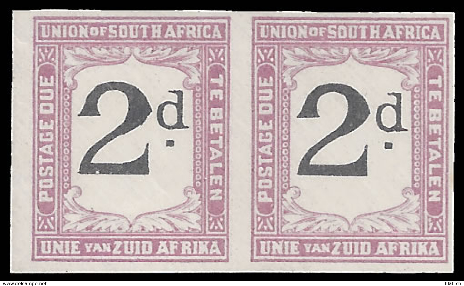 South Africa Postage Due 1923 2d Imperf Pair - Unclassified