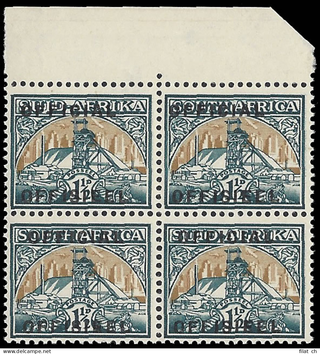 South Africa Officials 1949 1&frac12;d Overprint Horizontal UM B - Unclassified