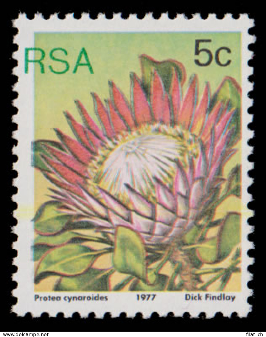 South Africa 1977 5c Protea Green "RSA" Misplaced UM  - Non Classés