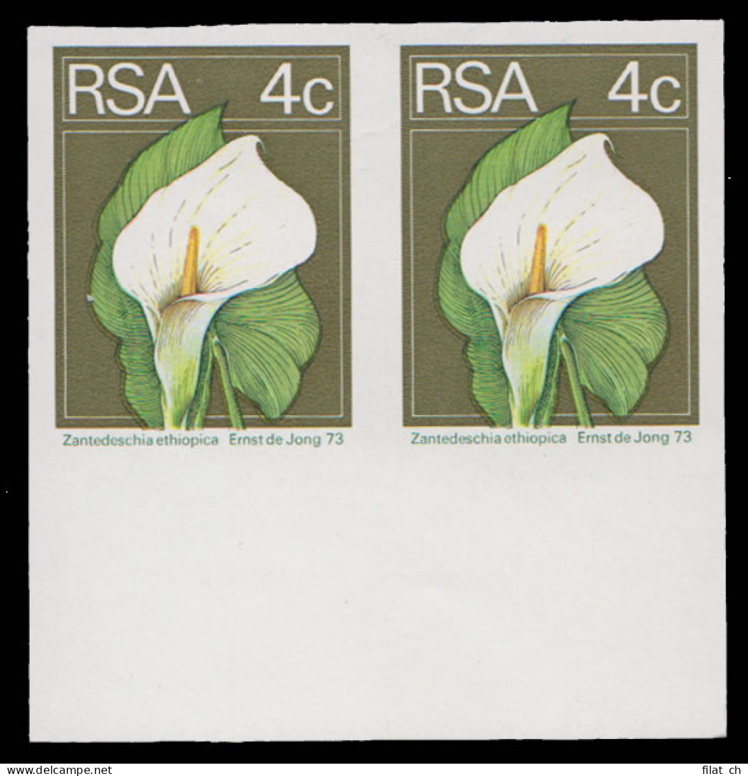 South Africa 1974 4c Arum Lily Imperf Pair VF/M  - Unclassified