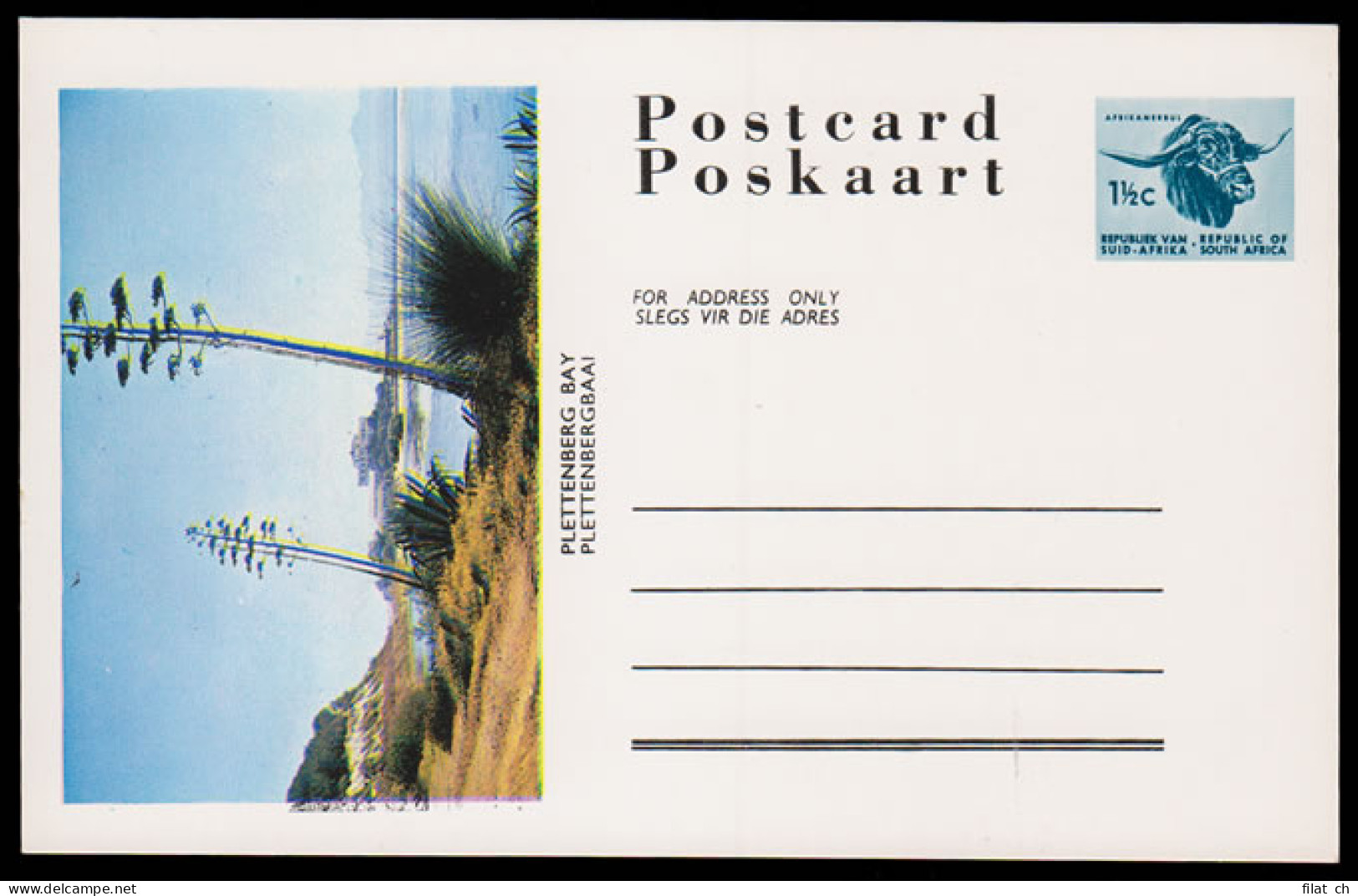 South Africa 1966 1&frac12;c Plettenberg Bay Card Double Print - Unclassified