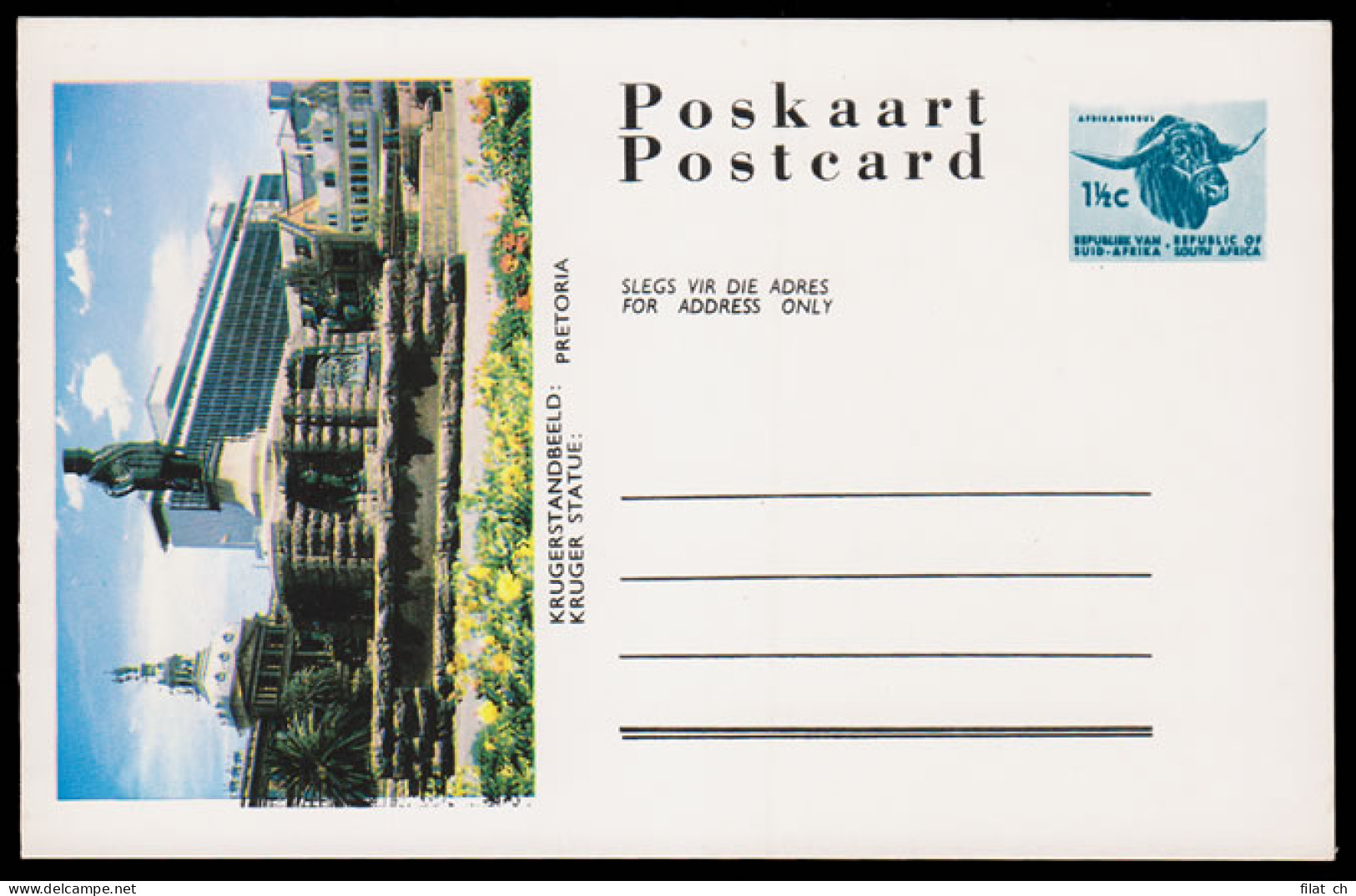 South Africa 1966 1&frac12;c Kruger Postcard Double & Dry Print - Non Classés