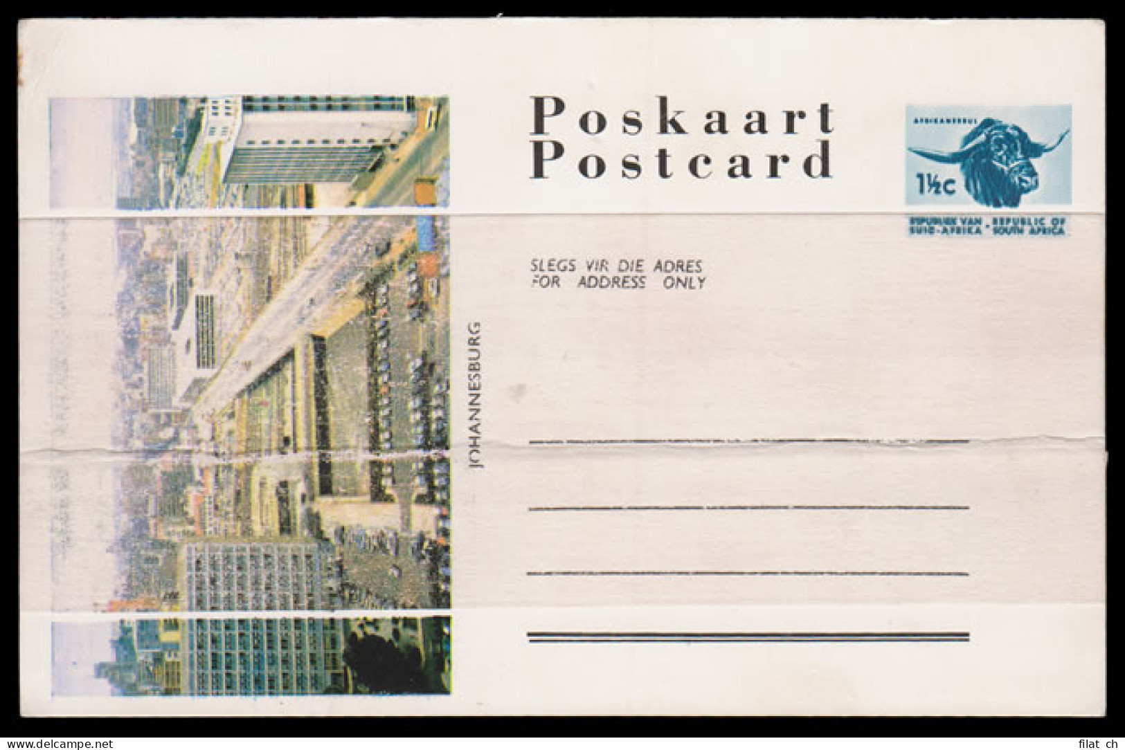 South Africa 1965 1&frac12;d Postcard With Paper Join - Unclassified