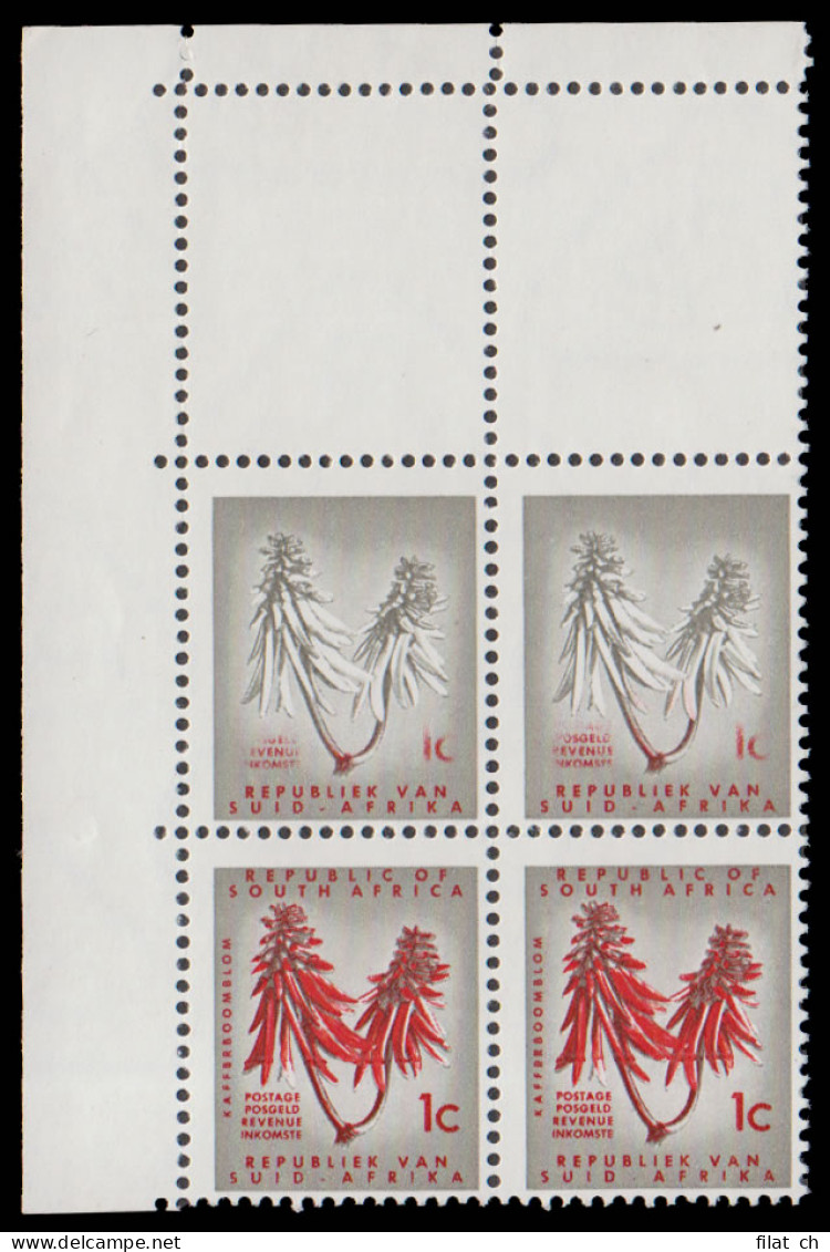 South Africa 1963 1c Flower Red Omitted Interrupted Printing - Non Classés