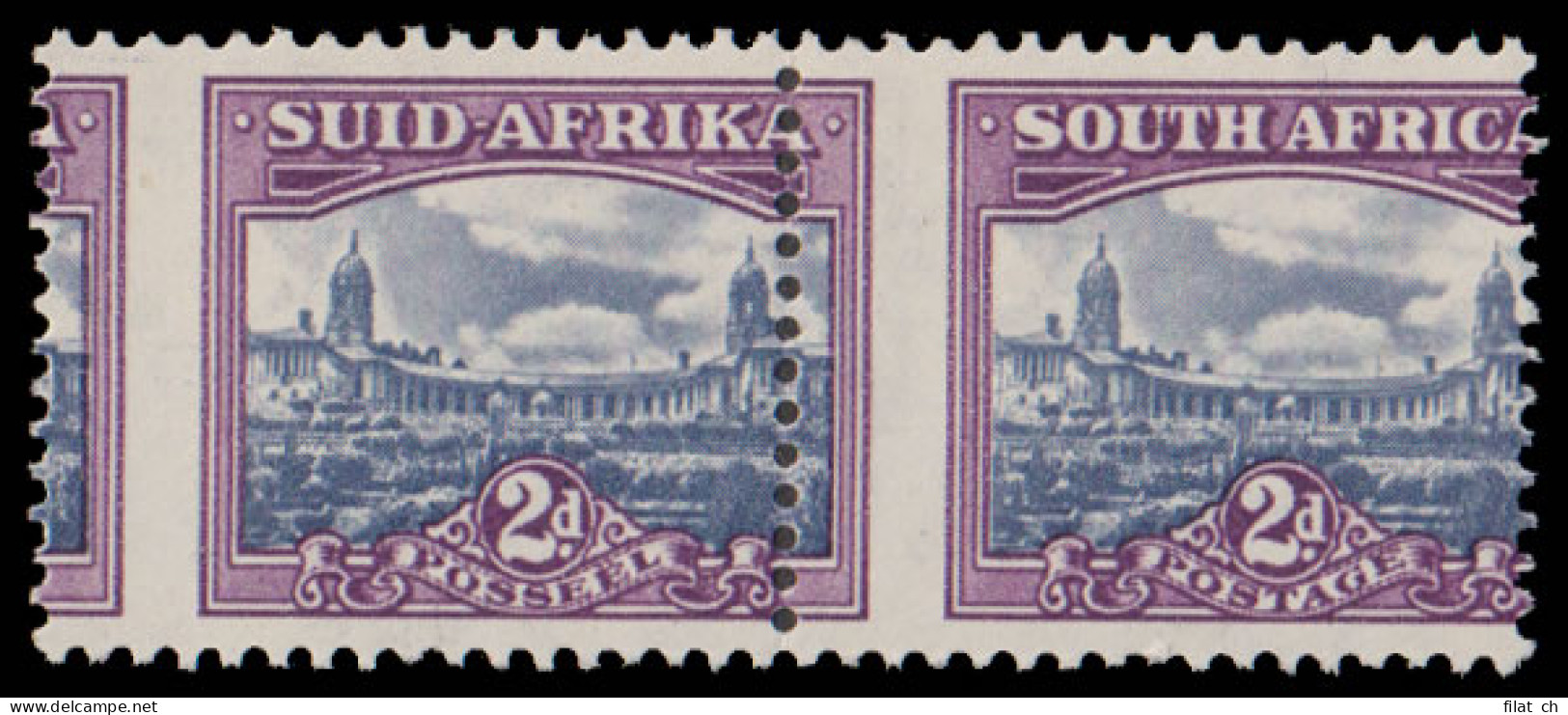 South Africa 1950 2d Spectacular Misperforated Pair - Non Classés