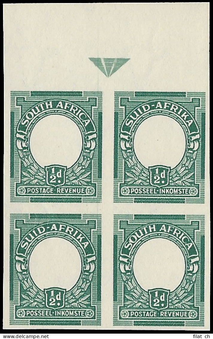 South Africa 1947 &frac12;d PO Museum "Proof" Imperf Frames Only - Zonder Classificatie