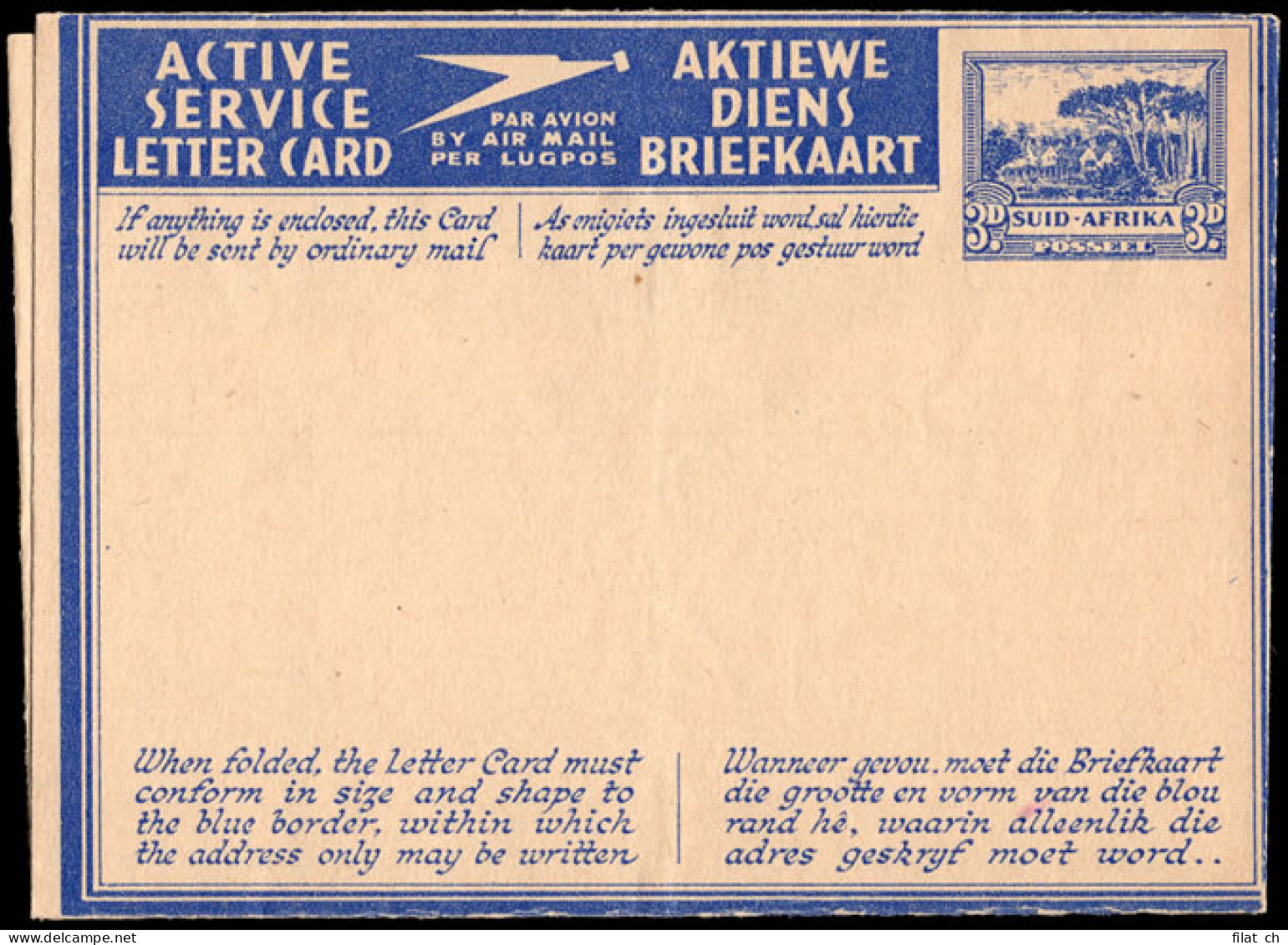 South Africa 1944 Gifts And Comforts Aerogramme, Unlisted - Airmail