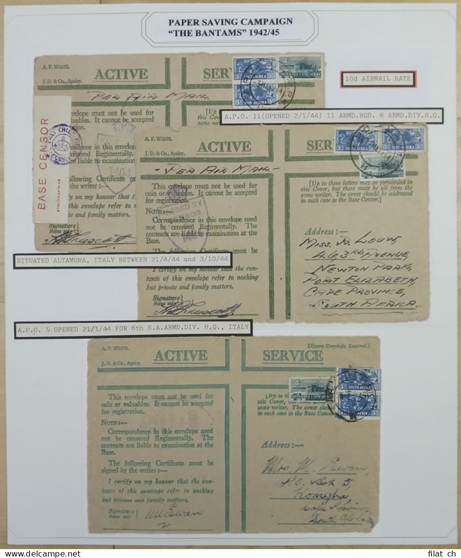 South Africa 1942 Bantam War Effort Postal History Exhibit - Unclassified