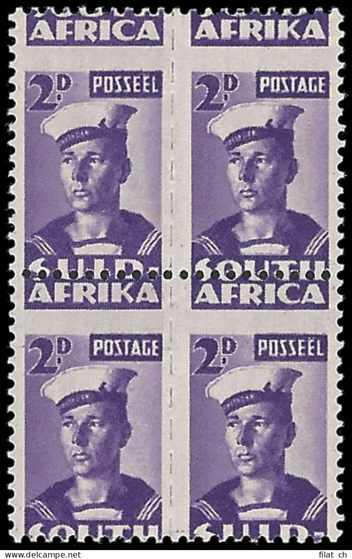 South Africa 1942 Bantam 2d Misperforated Block - Non Classés